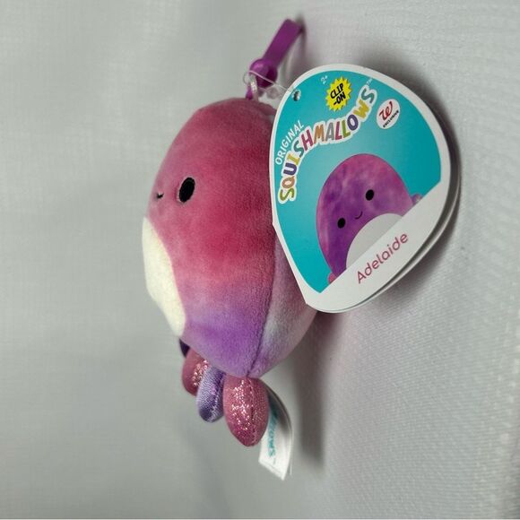 NWT Squishmallows 3.5" Adelaide The Tie Dye Octopus Clip On Keychain Plush - Picture 5 of 5